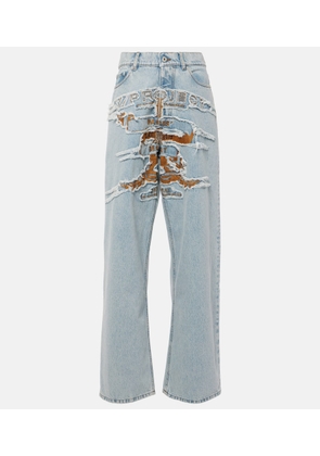 Y/Project Logo embroidered high-rise wide-leg jeans