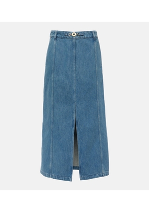 Patou High-rise denim midi skirt