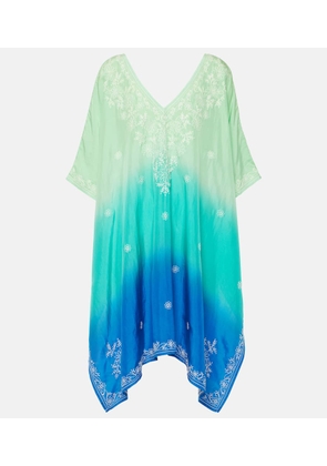 Juliet Dunn Embroidered ombre silk kaftan