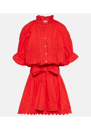Juliet Dunn Embroidered cotton poplin shirt dress