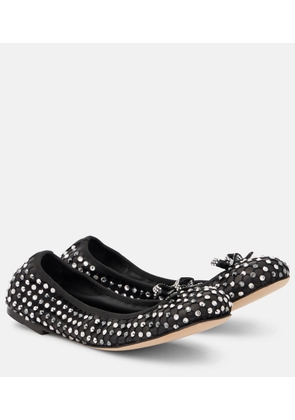 Rene Caovilla Crystal-embellished leather ballet flats