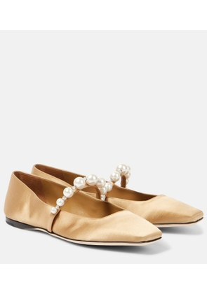 Jimmy Choo Ade embellished satin Mary Jane flats