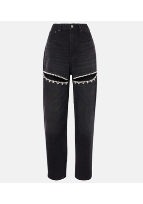 Area Embellished cutout straight jeans