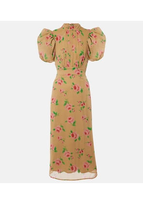 Rotate Noon floral puff-sleeve midi dress