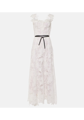 Oscar de la Renta Marbled Carnation Guipure lace bustier gown