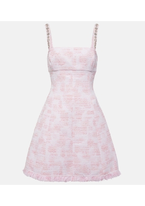 Oscar de la Renta Crystal-embellished tweed minidress