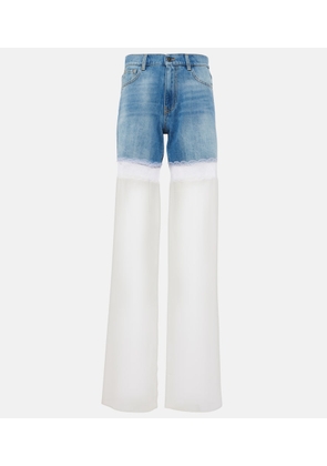 Nensi Dojaka Paneled high-rise tulle wide-leg jeans