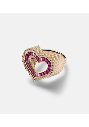 Marie Lichtenberg Love 18kt gold ring with diamonds and rubies