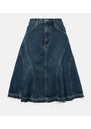 Re/Done Pleated denim midi skirt