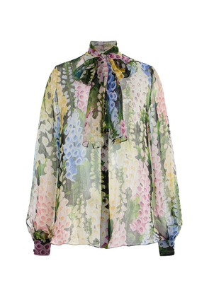 Oscar de la Renta Foxglove-Printed Silk-Chiffon Blouse - Moda Operandi