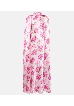 Rodarte Caped floral silk satin gown