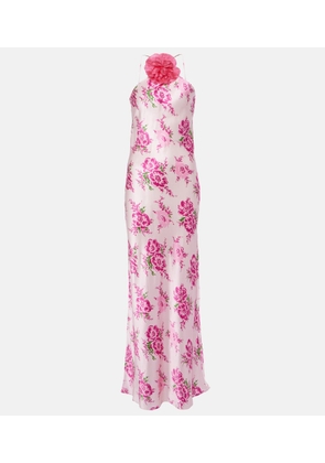 Rodarte Floral-applique silk maxi dress