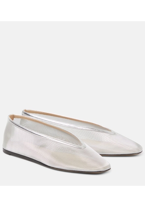 Le Monde Beryl Luna leather-trimmed mesh ballet flats