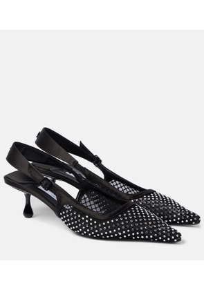 Jimmy Choo Amel 50 embellished mesh and satin pumps