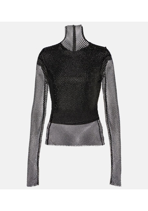 Sportmax Valdai embellished fishnet crop top