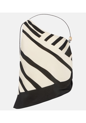 SIR Arte printed one-shoulder silk satin crop top