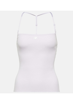 Courreges Logo halterneck ribbed-knit tank top