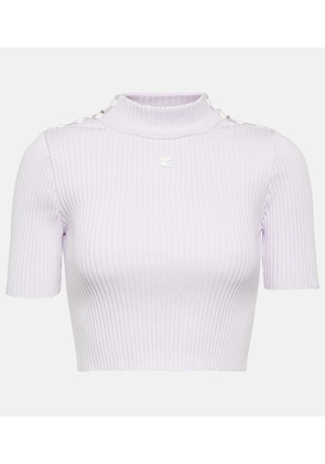 Courreges Logo ribbed-knit crop top