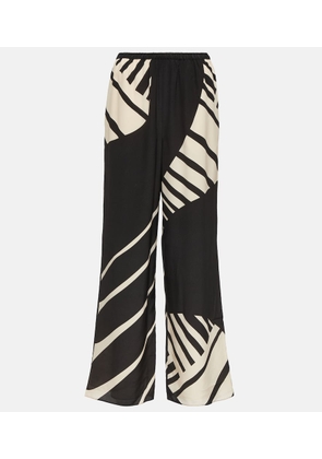 SIR Printed mid-rise silk wide-leg pants
