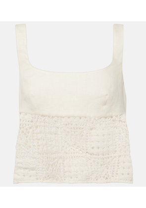 SIR Rayure linen crop top