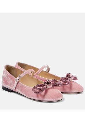 Mach & Mach Double Bow velvet ballet flats