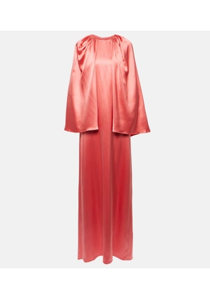 Monique Lhuillier Caped silk satin gown