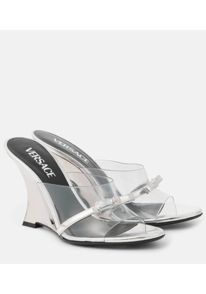 Versace Gianni Ribbon 95 PVC wedge mules