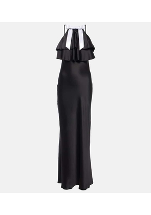 Rodarte Bow-detail halterneck silk satin gown