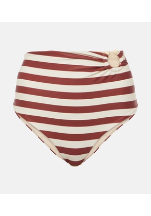 Johanna Ortiz Striped high-rise bikini bottoms