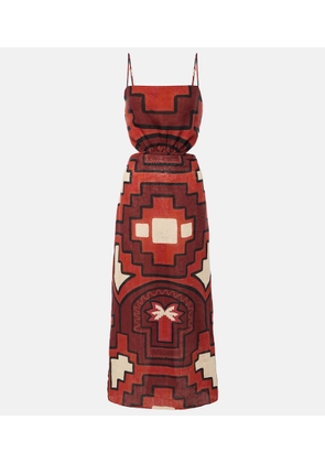 Johanna Ortiz Printed cutout linen midi dress