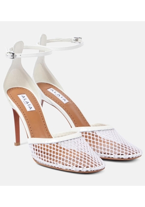 Alaia Leather-trimmed mesh pumps
