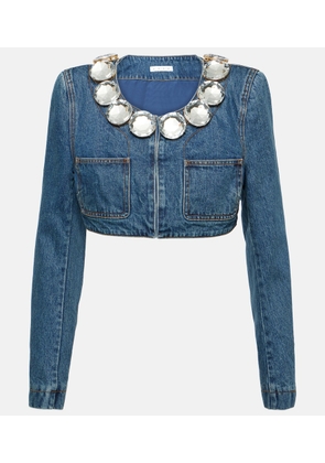 Area Embellished cropped denim jacket