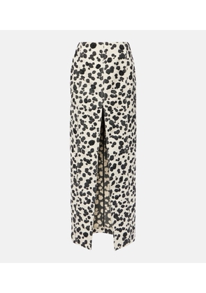 Area Dalmatian front-slit denim maxi skirt