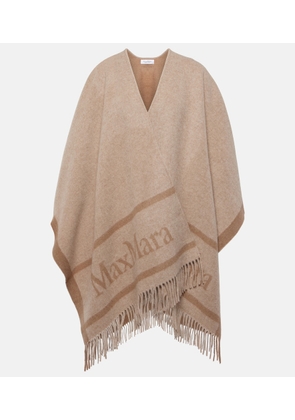 Max Mara Logo jacquard wool poncho