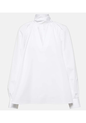 CO Scarf-detail cotton poplin blouse