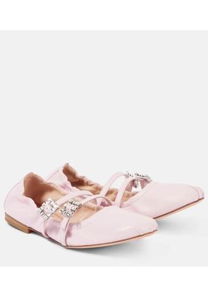 Roger Vivier Crystal-embellished leather Mary Jane flats