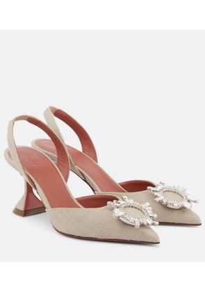 Amina Muaddi Begum 70 embellished canvas slingback pumps