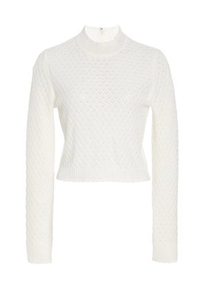 Monique Lhuillier Diamond-Knit Cotton-Blend Top - Moda Operandi