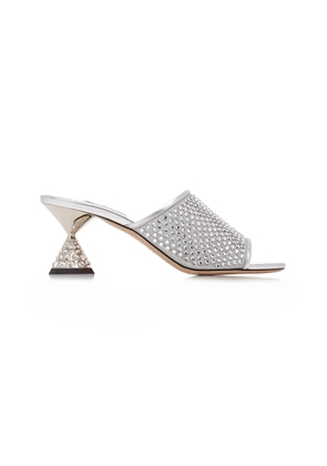 Miu Miu Crystal-Embellished Leather Mules - Moda Operandi