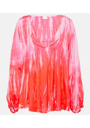 Anna Kosturova Printed tasseled silk top