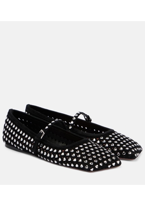 Amina Muaddi Ane crystal-embellished leather Mary Jane flats