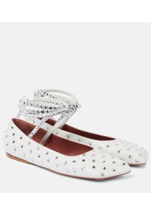 Amina Muaddi Ane crystal-embellished leather flats