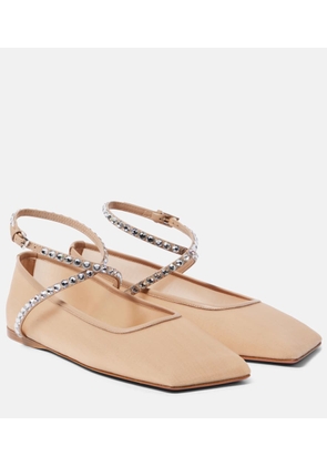 Amina Muaddi Ane embellished mesh ballet flats