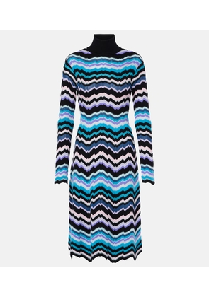 Missoni Zigzag knitted turtleneck midi dress