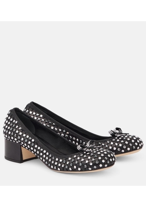 Rene Caovilla Crystal-embellished leather pumps