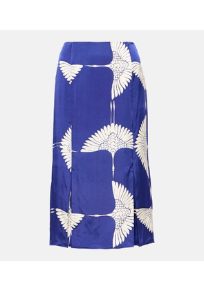 Khaite Levy printed twill midi skirt