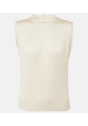Vince Chiffon-trimmed pleated satin top