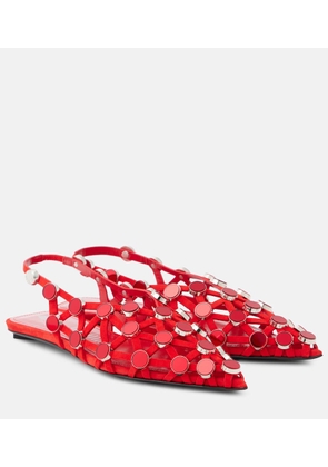 The Attico Grid studded suede slingback flats