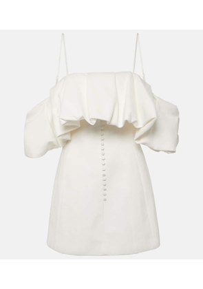 Simkhai Puff off-shoulder cotton and linen minidress