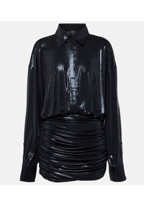 Norma Kamali Ruched lame shirt dress